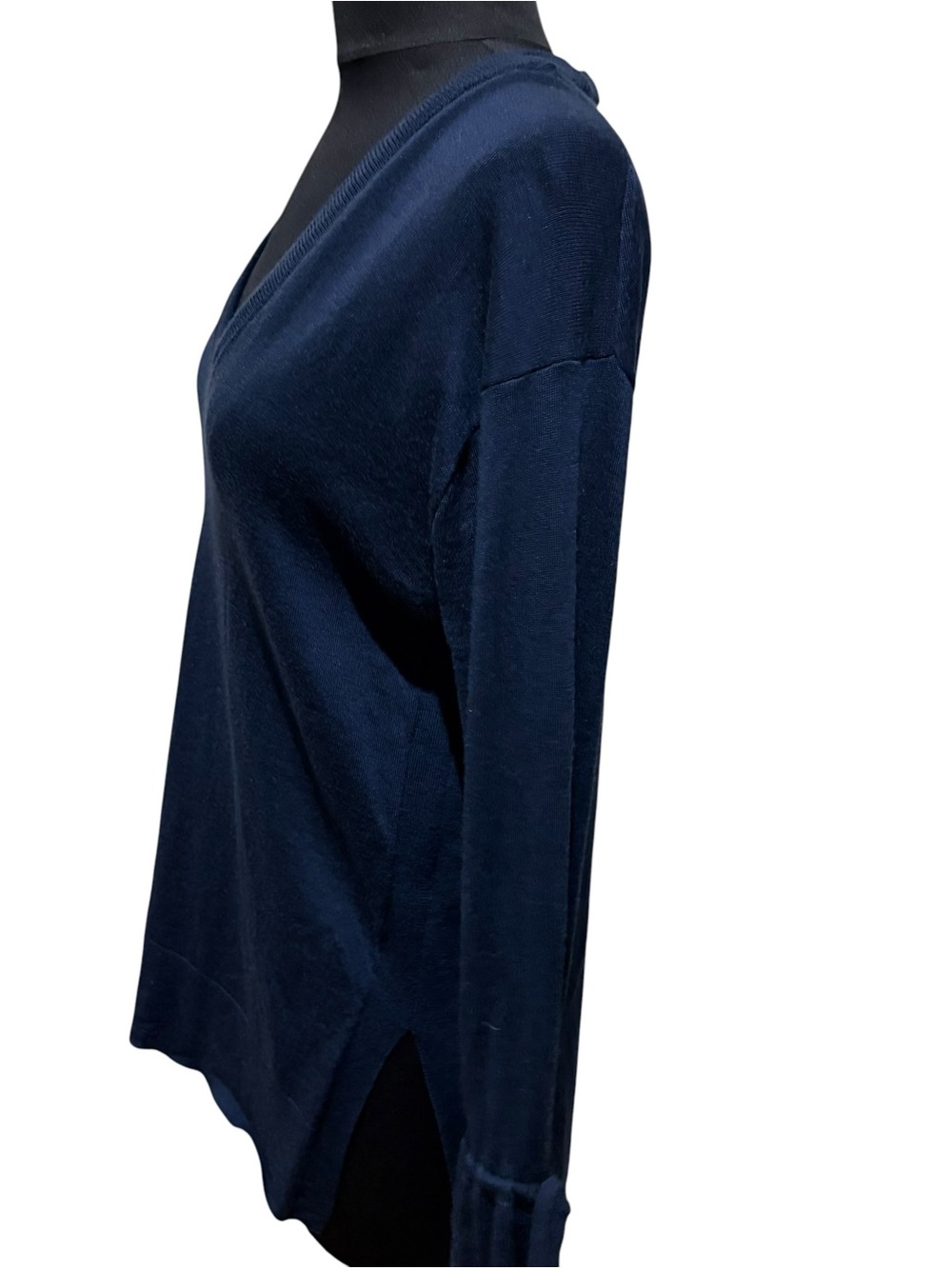 J. Crew Navy V-Neck Tie-Sleeve Sweater size S - Picture 3 of 10